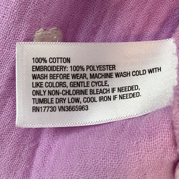 Cat & Jack Top Girls M (8) Purple Embroidered Hearts‎ Gauzy Ruffle Sleeve Cotton - Picture 5 of 5